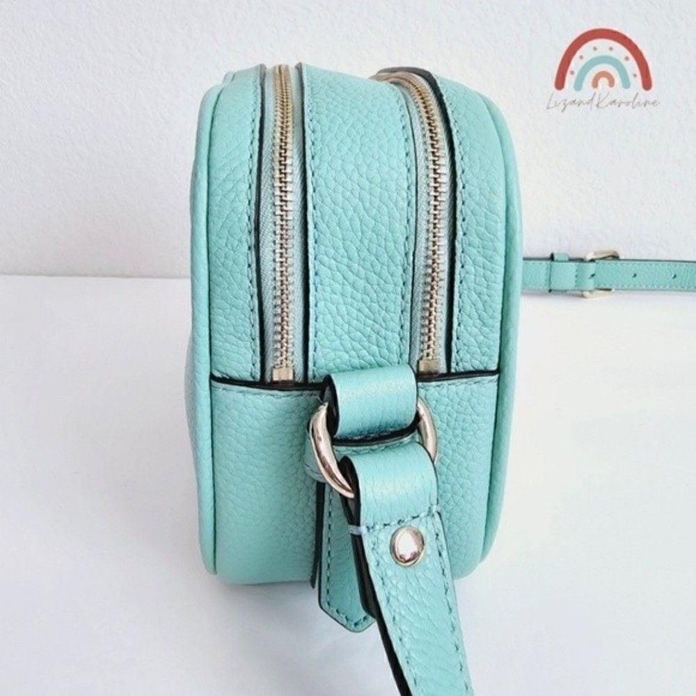 New! Kate Spade Pyper Mulberry Street Leather Aqua Bloom Camera Crossbody Bag - Picture 4 of 16